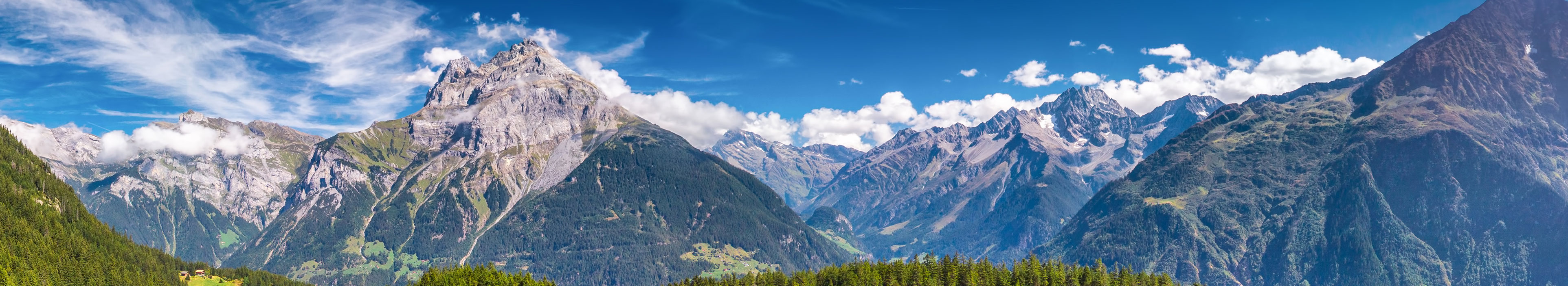 Berge mit Blick auf See in der Schweiz.