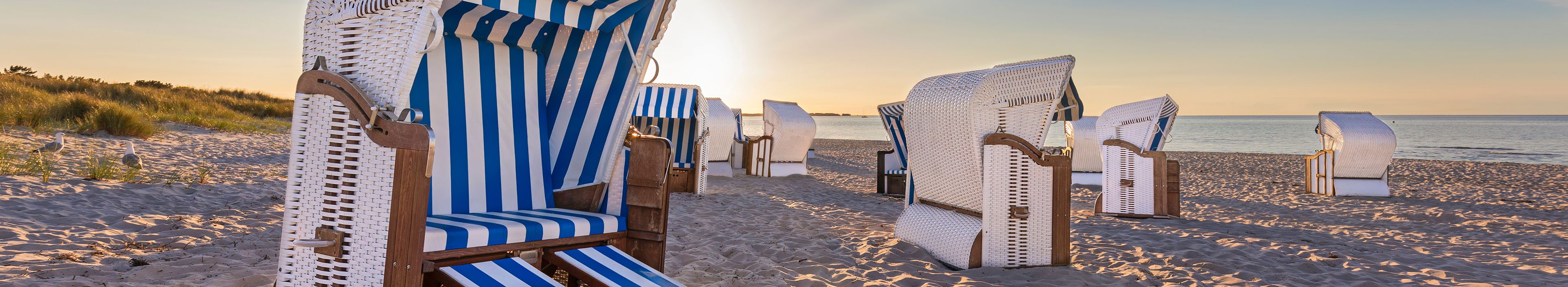 Strandkörbe an einem Strand in Deutschland
