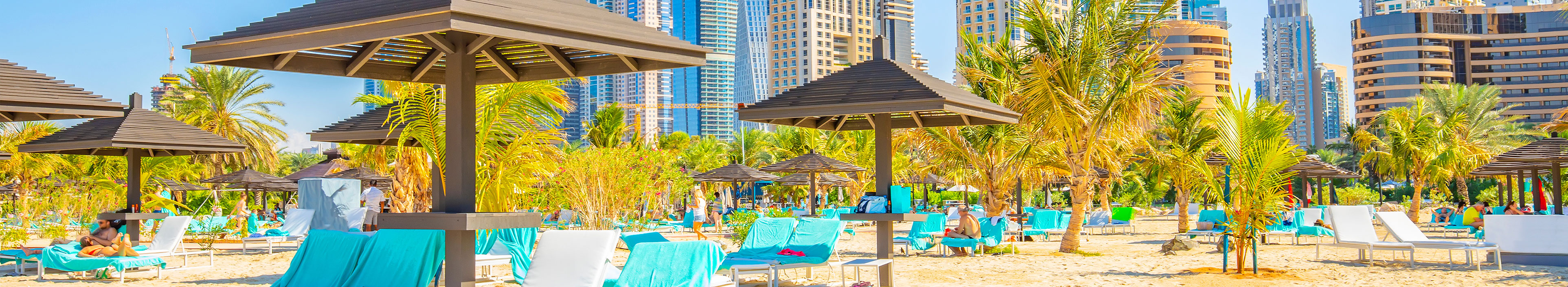 Jumeirah beach and Dubai city skyline