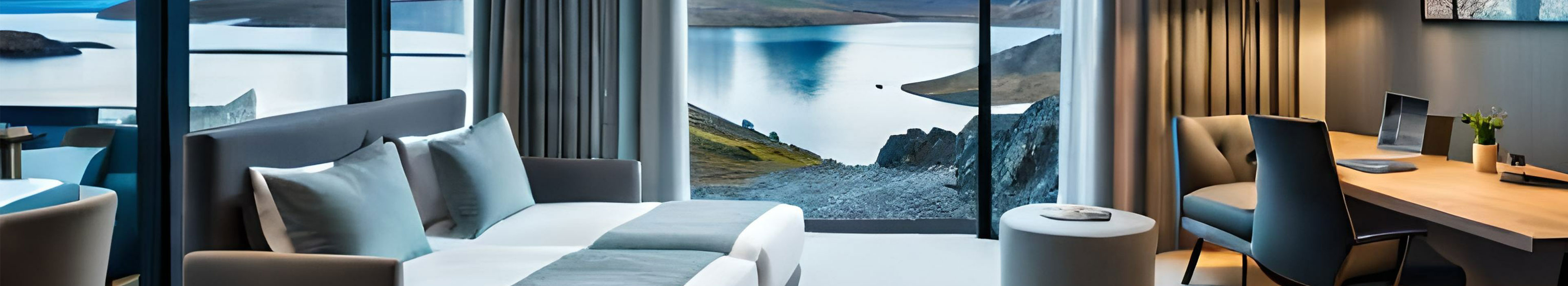 Innenraum eines Hotelzimmers in Island.