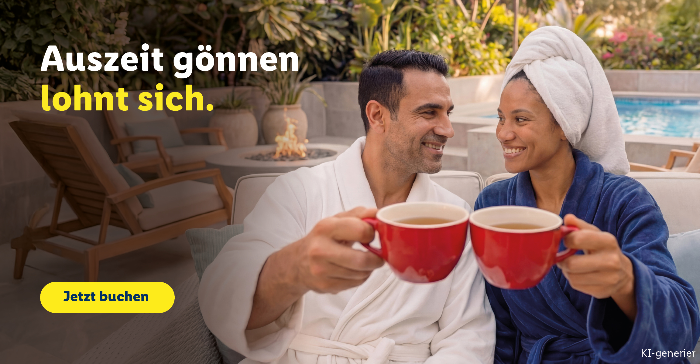 Wellnessangebote Lidl Reisen Österreich. Beim Klick auf den Banner wird auf die Wellness-Angebote weitergeleitet.